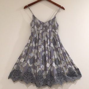 Free People Floral Print Crochet Mini Dress